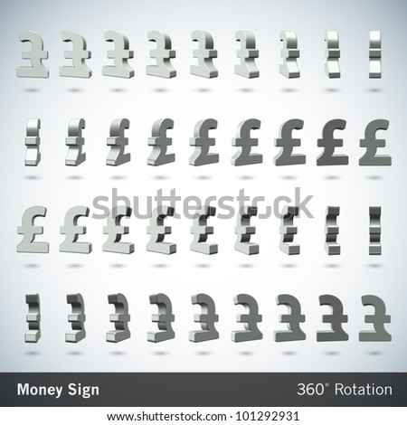 Vector Money Sign with 360 Degrees Rotation - Pound