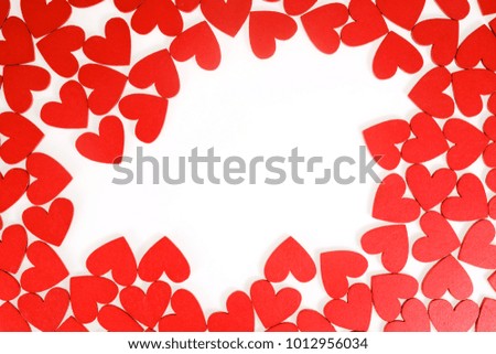 Red hearts with copy space on white background.