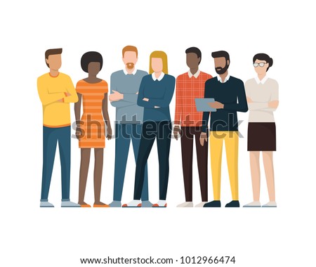 Multiethnic group of people standing together, community and togetherness concept Royalty-Free Stock Photo #1012966474