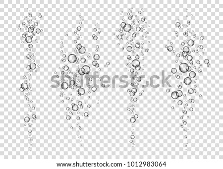  Underwater fizzing air bubbles  flow  on transparent   background. Fizzy drink. Soda pop. Champagne. Sparkling water. Undersea vector texture. Royalty-Free Stock Photo #1012983064