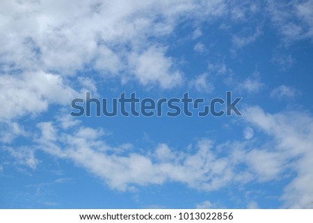 Sky / blue sky background with clouds / Sky with clouds and moon