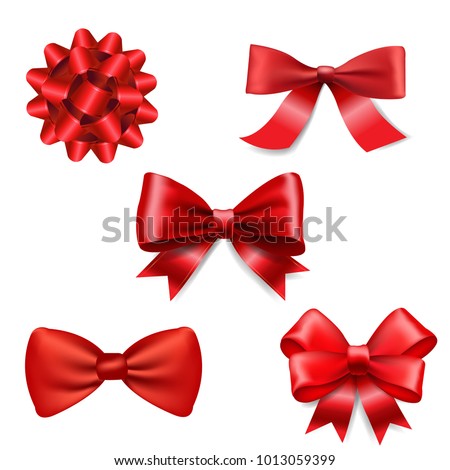 Red Ribbon Bow Set Royalty-Free Stock Photo #1013059399