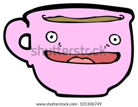 cartoon coffee mug with happy face