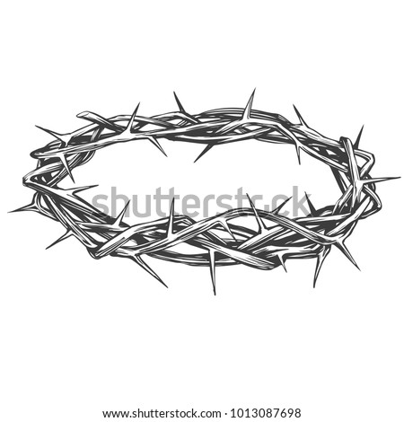 crown of thorns, easter religious symbol of Christianity hand drawn vector illustration sketch logo