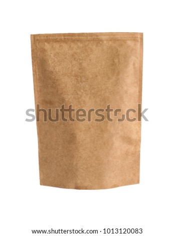 Ziploc paper bag on white background. Mockup for design