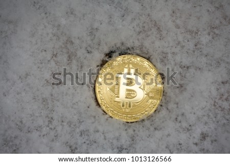 Bitcoins. Physical bit coins. Digital currency. Cryptocurrency. Golden coins with bitcoin. Close-up