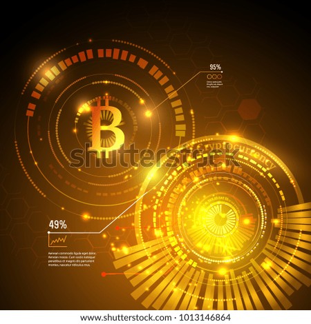 Bitcoin symbol and price chart. Cryptocurrency concept. Futuristic vector design.