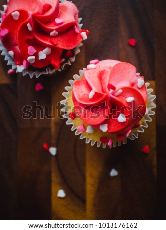Valentine's Day Cupcakes freshly made and pictured from above