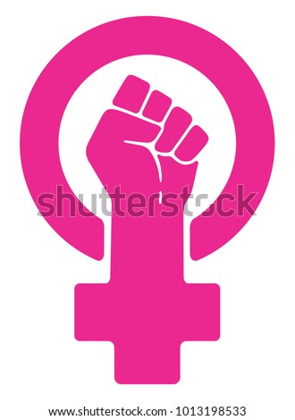 Vector women resist symbol. Isolated background. Royalty-Free Stock Photo #1013198533