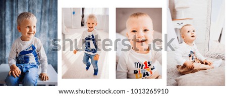 Two little boys have fun playing in a cosy studio