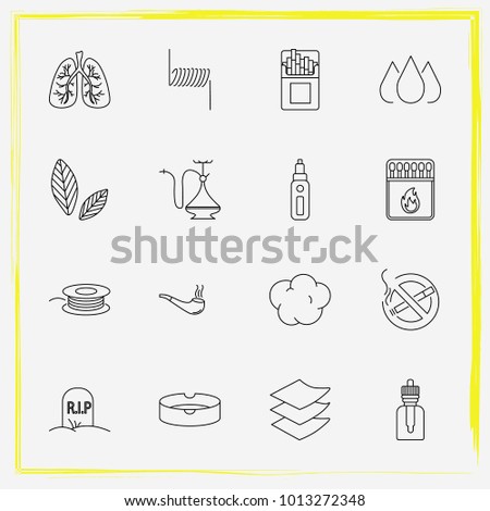 Smoking line icon set sheet, no smoking and wire 