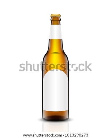 Vector set, Three-dimensional bottles. 3d illustration of empty beer bottles. Packing for your design. Realistic set of isolated objects.