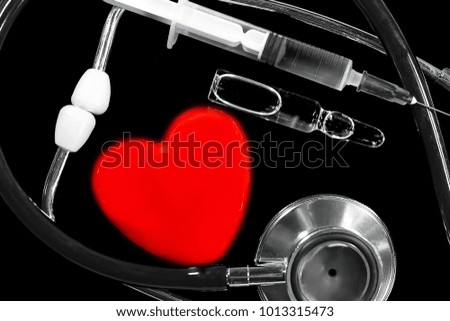 heart symbol and phonendoscope. on toning background.