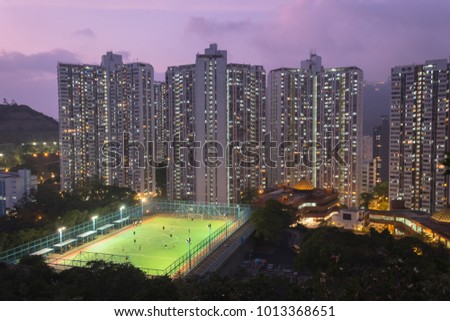 Lei Tung Estate view at Yuk Kwai Shan (mount Johnston)located in Ap Lei Chau, Hong Kong,