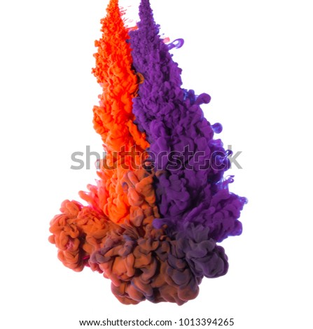 Abstract from colorful dye ink in water art isolated on white background