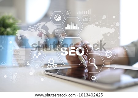 SEO. Search Engine optimization. Digital online marketing and Internet technology concept. 