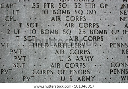 A close up of the East Coast War Memorial in New York City
