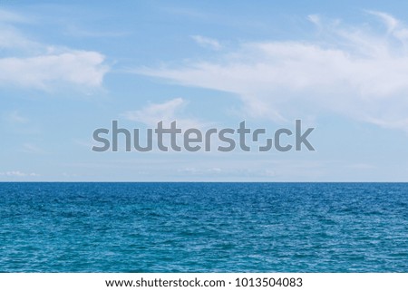 Clear look to the sea horizon. Beautiful sunny day on the sea.  Royalty-Free Stock Photo #1013504083