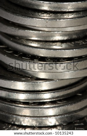 Close up of stack of coins