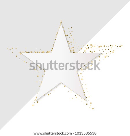 Golden star vector banner on white background. Gold glitter star. Gold template star for banner card vip exclusive certificate gift luxury privilege voucher store present shopping