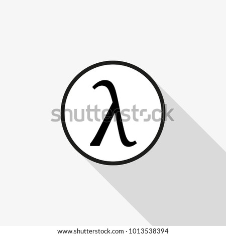 Greek letter lambda symbol with a long shadow