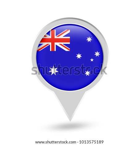 Australia Flag Round Pin Icon. Vector icon.