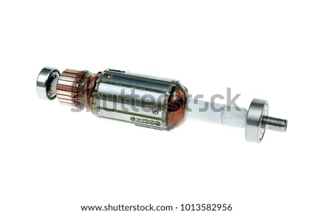 Electric motor from metal on a white background
