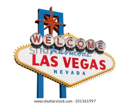 Historic Las Vegas Welcome sign isolated on white. Royalty-Free Stock Photo #101361997