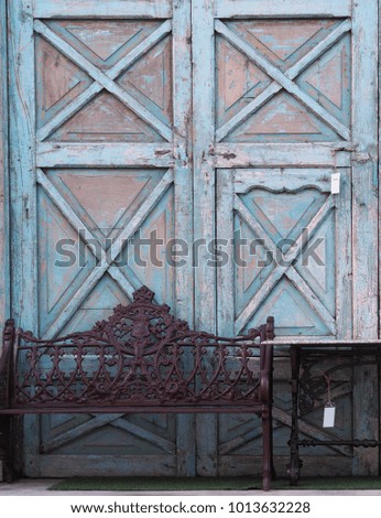 Close up  old chair wall doors wooden vintage background 
