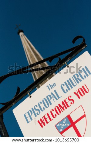 Sign welcoming visitors and parishoners to the Episcopal Church in Manchester, NH