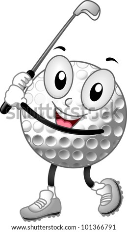 Mascot Illustration of a Golf Ball Holding a Golf Club