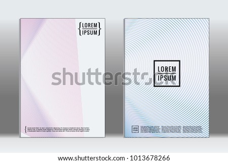 Vector graphic geometric covers with minimalistic pattern for templates, layouts, posters, brochures, catalogs, flyers. Set of placards with minimalistic geometry elements. Design template with lines 