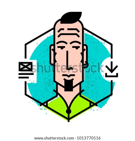 Ideal icon for your flashy design projects. Image is isolated on white background. Character in the cartoon style. Avatar of a young man in a vector. Flat style icons.