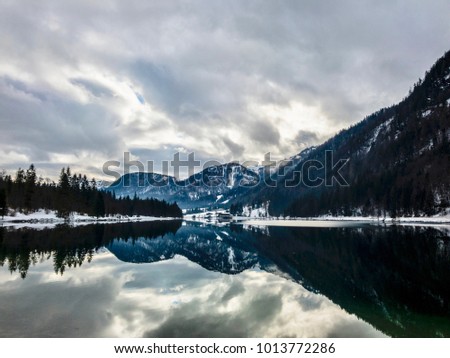 beautiful winter view of pillersee in austria