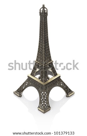 Eiffel tower model isolated on white background, clipping path included