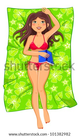 girl in bikini relaxing in the sun with a book (vector available in my portfolio)