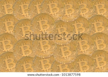 many golden bitcoins coins. Can be use as background