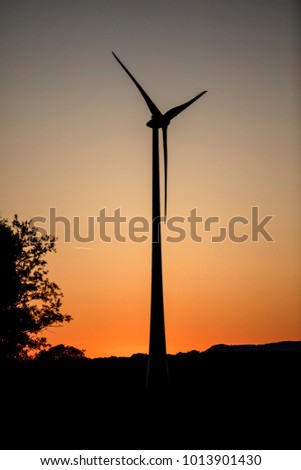 Wind Power Stations in Rhineland Palatinate germany in the Summer Evening Sun