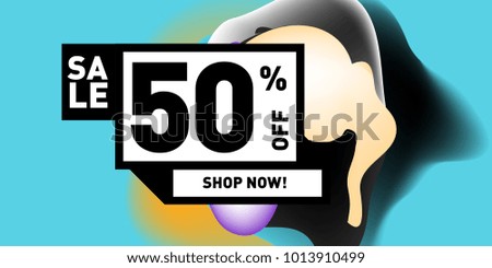 Vector sale 50% discount and promotion banner. Fluid and liquid colorful background design template. Eps10.