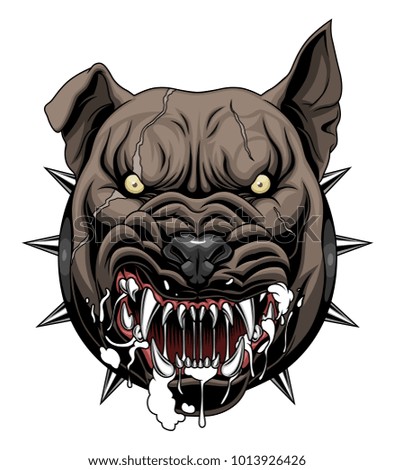Vector illustration of mad dog head. 