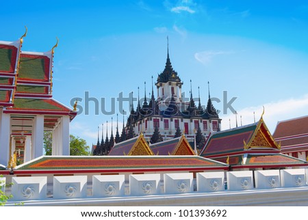 Metal Palace (Loha Prasat), Wat Ratchanaddaram, Bangkok, Thailand