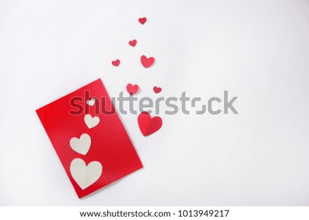 Valentine. Blank white greeting card and envelope with red heart.