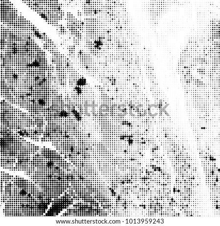 Grunge halftone dots pattern texture background. Modern dotted illustration. Abstract curves. Points backdrop. Grungy spotted pattern. Monochrome template for web design, covers, web sites, banners
