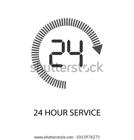 24 hour service vector icon. Logo element illustration.  Simple 24 hour service concept. Can be used in web and mobile. Linear vector illustration. Royalty-Free Stock Photo #1013976271