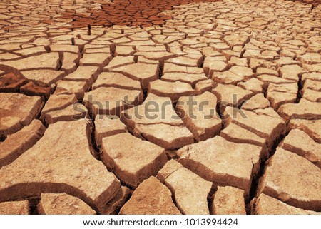 global warming concept picture of drought land with brown cracked earth.  