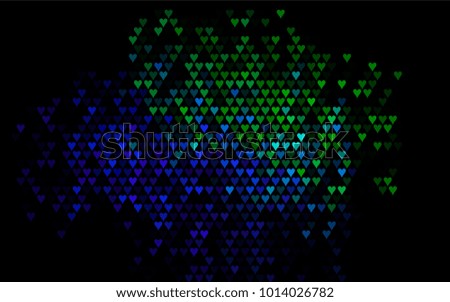 Dark Multicolor, Rainbow vector greeting Card Happy Valentine's Day. Pattern with isolated hearts on the white background. Colored illustration for your banner, website, advert.