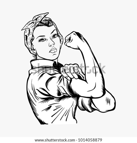 Rosie the riveter vector illustration - international women's day vector, yes we can vector isolated on white background Royalty-Free Stock Photo #1014058879