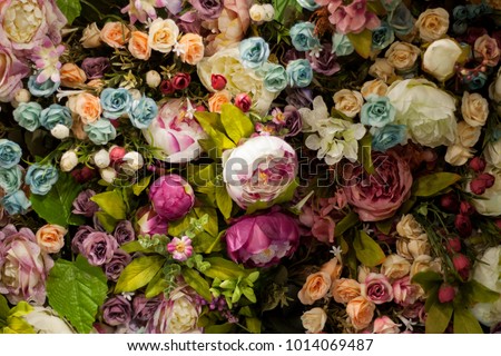 wall of flowers Royalty-Free Stock Photo #1014069487