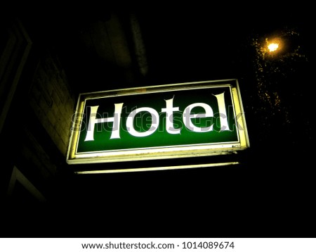 the light green box showing hotel place in the dark
