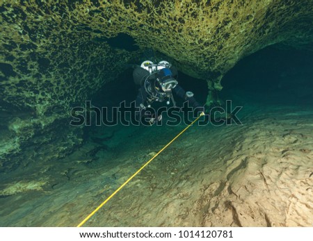 divers underwater caves diving Ginnie Springs Florida USA